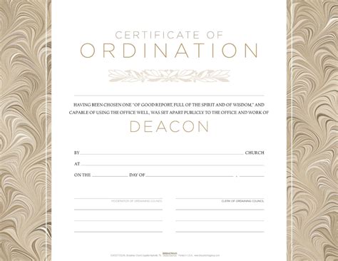 Deacon Ordination Flat Certificate (Pkg 6) - B&H Publishing