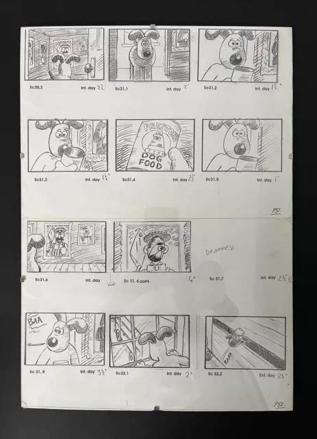 WALLACE & GROMIT ‘A Close Shave’ (1995) Production Used Storyboards, Bob Baker £39.00 - PicClick UK