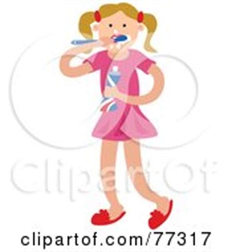 Cartoon of a Stick Boy Brushing His Teeth - Royalty Free Vector Clipart by Prawny #1182738