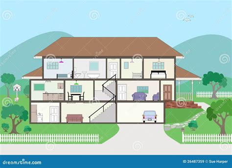 Cutaway Cross Section House - Grouped And Layered Royalty Free Stock Images - Image: 26487359