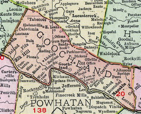 Goochland County, Virginia, Map, 1911, Rand McNally, Maidens ...