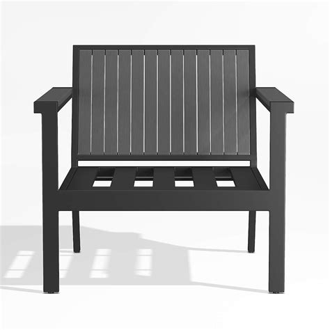 Alfresco Black Metal Petite Outdoor Lounge Chair with Silver Sunbrella Cushions | Crate & Barrel ...