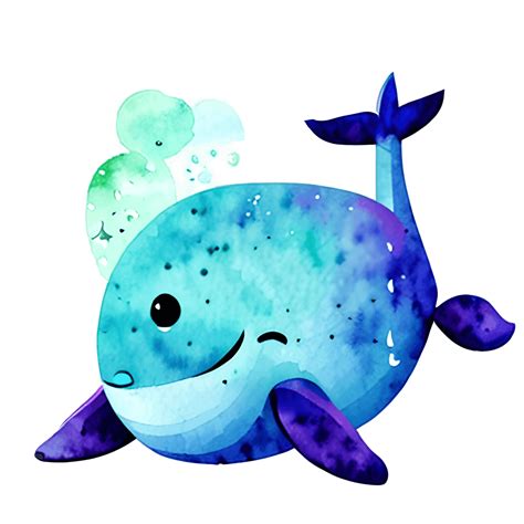 Cute Watercolor Whale Graphic · Creative Fabrica