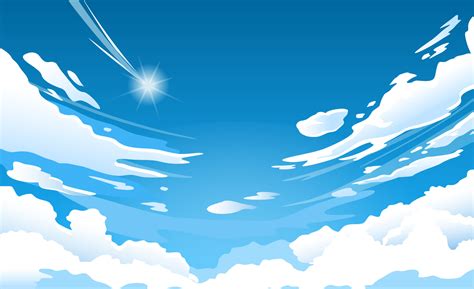 Anime sky. Cloud in blue heaven in sunny summer day, cloudy beautiful ...