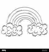 Coloring rainbow And clouds Vector Illustration For Kids coloring Book  sketch template
