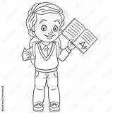 coloring Page With Schoolboy Best Exam result Stock Vector  Adobe sketch template