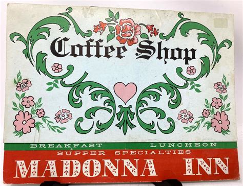 Vintage 1958 Madonna Inn Coffee Shop Menu Breakfast Lunch Supper San ...