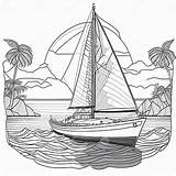 Cartoon Catamaran Coloring Page For Kids Stock Illustration  sketch template
