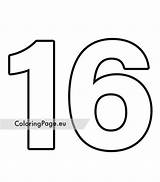 Printable Number 16 Template  Coloring Page sketch template