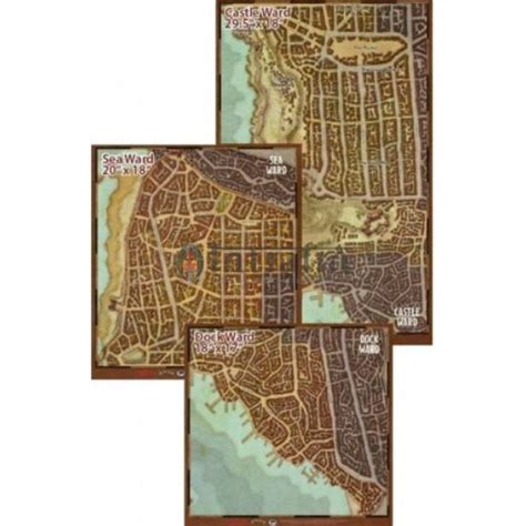 D&D - 5th Edition - Waterdeep - Dragon Heist - Wards Map Set (Vinyl)