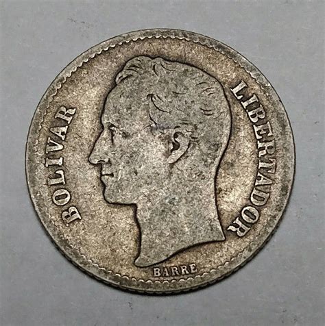 1936 Venezuela Un Bolivar .835 Silver Coin Simon Bolivar Liberator ...