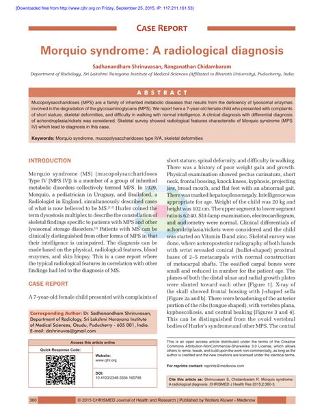 (PDF) Morquio syndrome: A radiological diagnosis