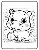 Hippo Coloring Pages 6 Free Printable  Cute Animals sketch template