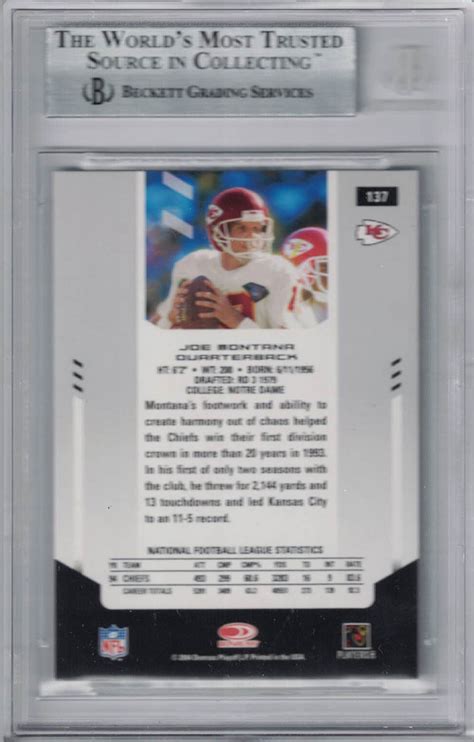 Joe Montana Signed Kansas City Chiefs 2004 Leaf Certified Material Card ...