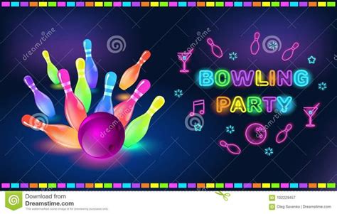 Illustration about Bowling party template. Tv size banner. Vector clip ...