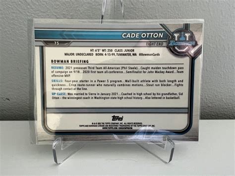 2022 Bowman University Chrome Refractor #75 Cade Otton Washington ...