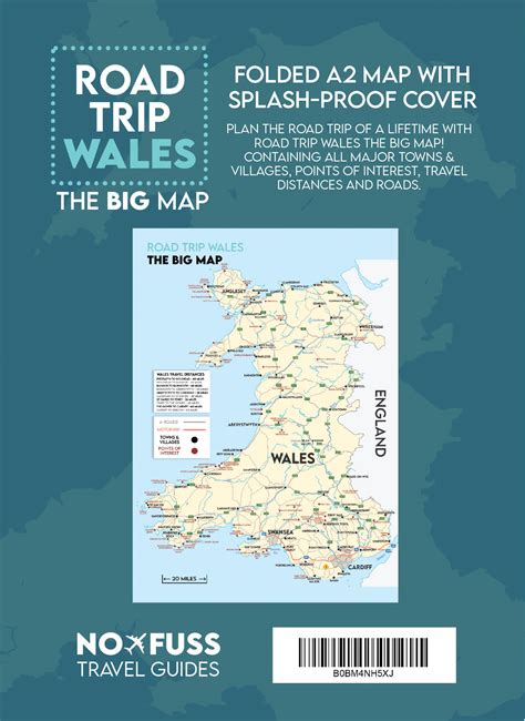 Road Trip Wales Map - Wales Road Map A2 Foldable Splash Proof