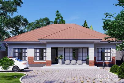 3 Bedrooms country house - ID 13407 | Pool house plans, House design, Simple house plans