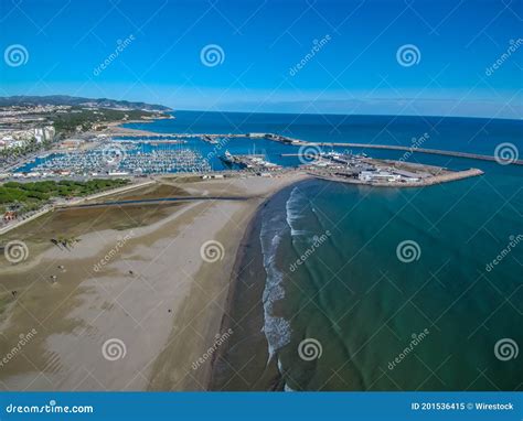 Aerial View of the Beach in Vilanova I La Geltru in Barcelona, Spain ...