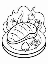 Roasted Beef steak With Vegetables coloring Book Pages For Children And  sketch template