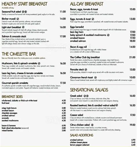 The Coffee Club Menu, Menu for The Coffee Club, Dunedin Central, Dunedin - Menumania/Zomato