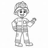Premium Vector  Firefighter Boy Isolated Coloring Page For Kids sketch template