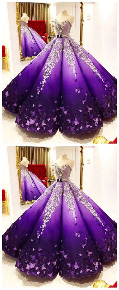 Strapless Butterfly Quinceanera Dress Purple Ball Gown | Purple ball ...