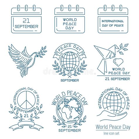 World Peace Day Vector Line Logo Design Stock Vector - Illustration of ...