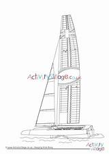 Catamaran Colouring Page  Coloring pages Activity Village sketch template