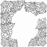 Decorative corners From Contour doodle Flowers And Leaves coloring  sketch template