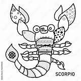 Scorpio Zodiac Sign Coloring Page Hand Drawn Book In  sketch template