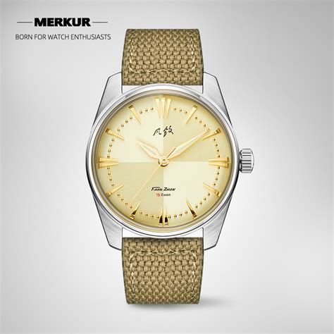 New Merkur Crose line pattern 70s Sun dial Original design MERKUR Watch Chinese Vintage VCM Hand ...