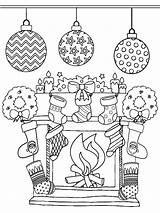 Christmas Fireplace Coloring Pages Printable For Free Download sketch template