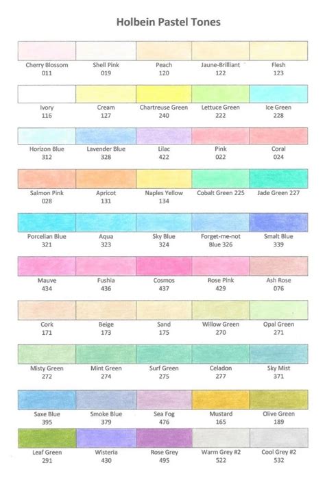 Holbein Color Chart