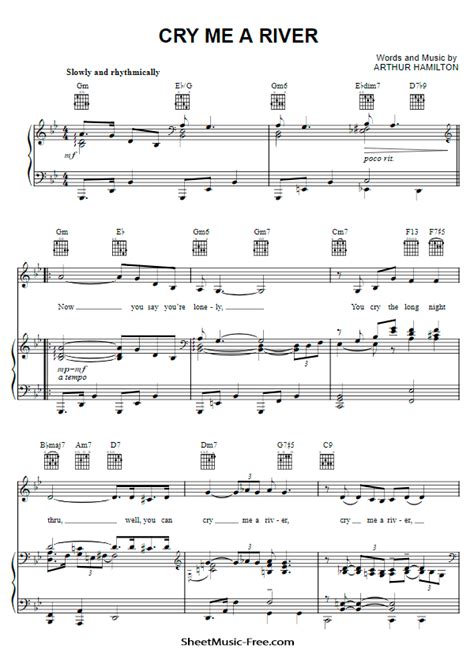 Cry Me a River Sheet Music Barbra Streisand - ♪ SHEETMUSIC-FREE.COM