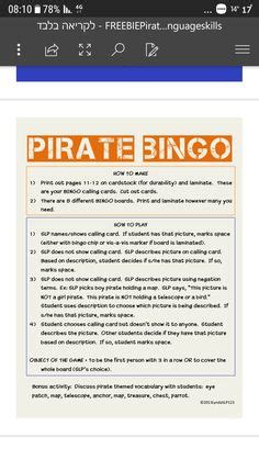 13 Pirate bingo ideas