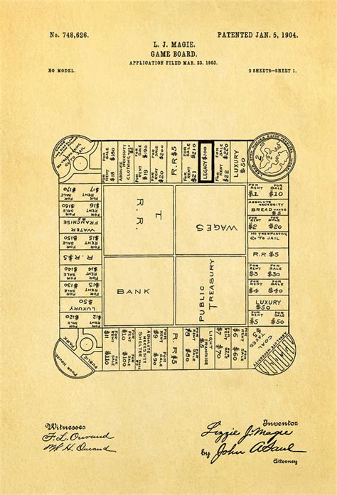 Landlord's Game 1904 - Patent Image