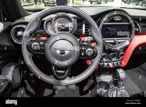 BRUSSELS - JAN 19, 2017: Interior of a Mini Cooper car showcased at the ...