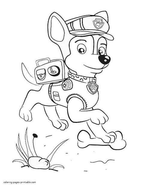 Free coloring pages Paw Patrol. Chase || COLORING-PAGES-PRINTABLE.COM