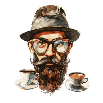 Mister Espresso Coffee In Hipster Style, Cartoon Character, Espresso ...
