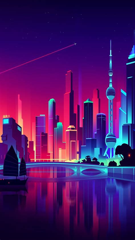 The Cyber Force - Neon City in 2020 | City wallpaper, Cityscape art ...