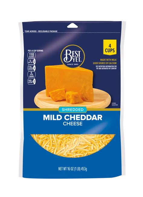 Shredded Mild Cheddar Cheese - Best Yet Brand