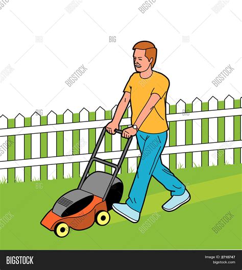 Man Cutting Grass Vector & Photo (Free Trial) | Bigstock