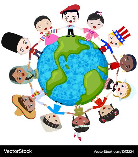 Earth multicultural children Royalty Free Vector Image