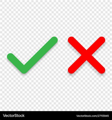 Green tick and red cross checkmarks line icons Vector Image