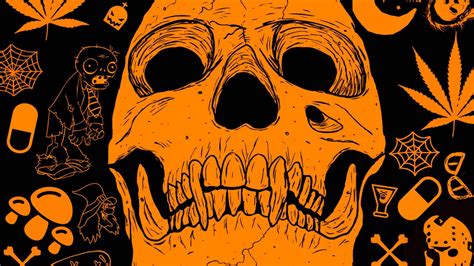 Download Vintage Halloween Orange Skull Wallpaper | Wallpapers.com