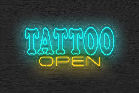 Outline "Tattoo OPEN" LED Neon Sign - Best Buy Neon Signs