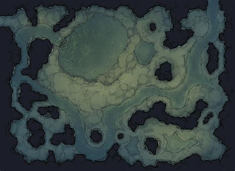 The Pooling Caverns, a 44x32 cave map with underground lake ...