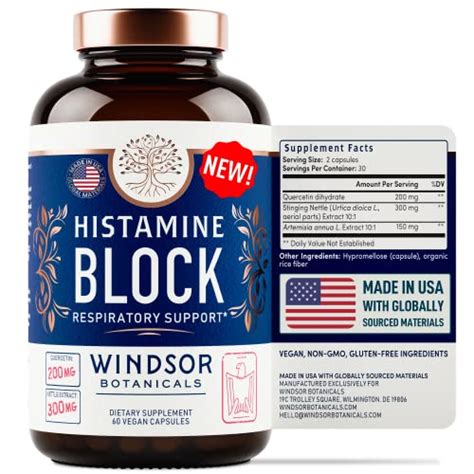 Histamine Block Capsules for Alergies - Natural Allergy Relief Histamine Blocker - Quercetin ...