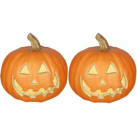 Way to Celebrate Halloween Orange Pumpkins Decoration (9 in), Set of 2 ...